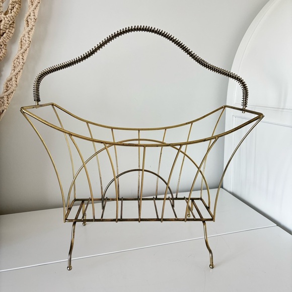 vintage MCM Other - Mid-Century Modern (MCM) Atomic style magazine rack gold-toned spiral handle.